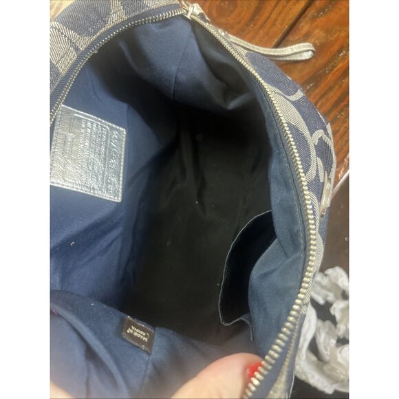 Coach (2011) Carly Sufflette Denim Signature Stripe Hobo F17434 Classic Style - Picture 12 of 16